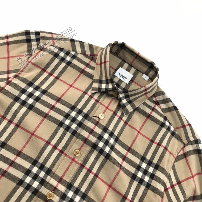 Burberry男裝 巴寶莉新款格紋棉質法蘭絨襯衫 Burberry男士格子襯衫  ydi3290